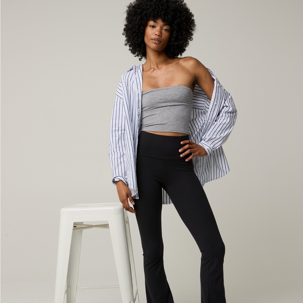 Aerie OFFLINE Grey Hugger High Waisted foldover Flare leggings